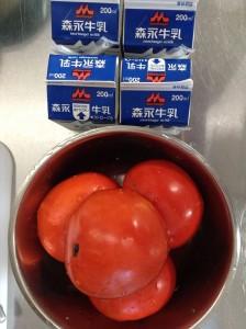 【彦成福祉会】柿のフルーチェ (1)